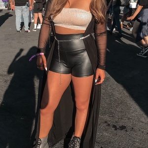 Black leather shorts
